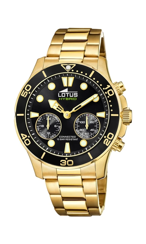 Lotus Model 18802 Watch from The Connected Collection, 44.5 mm Blue Case with Plated Steel Strap for Men.. - Image 1