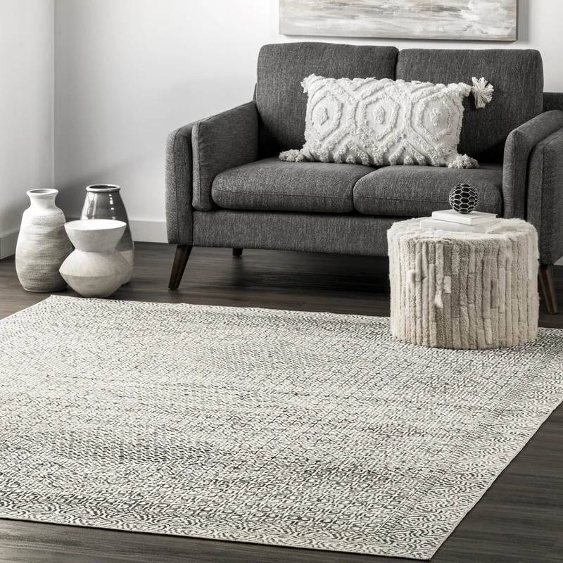 nuLOOM 4' x 6' SpinClean Machine Washable Stain-Resistant Area Rug with Non Slip Backing, Low Profile for Living Room, Bedroom, and Dining Room, Hart Grey