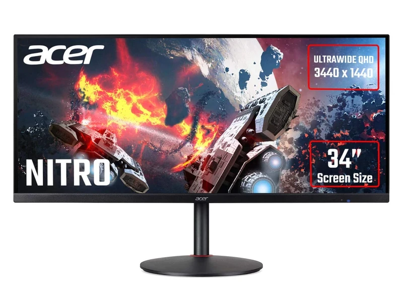 Acer Nitro XV340CKPbmiipphzx 34 inch Ultrawide Quad HD Gaming Monitor (IPS Panel, FreeSync, 144Hz, 1ms, HDR 10, Height Adjustable Stand, DP, HDMI, USB Hub, Black)