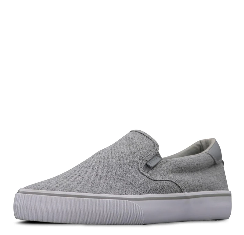 Lugz Men's Clipper Classic Slip-on Canvas Sneaker, Medium Grey/White/Gum, 12 UK