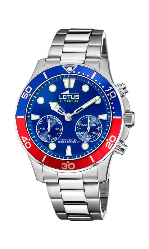 Lotus Model 18800/4 Connected Collection, 44.5 mm Blue Case with Steel Strap for Men