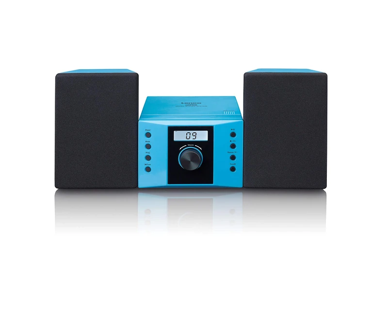 Lenco MC-013BU Stereo System - Compact System for Children - Radio CD Player - LCD Display - AUX Input - 2 x 2 Watt RMS - with Stickers - Blue - Image 1