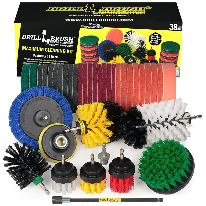 Household Cleaning Kit Drill Brush Set - Car Cleaning Kit - Attachment Brushes for Power Tools - Variety Scrub Brush Set - Toilet Brush Cleaning - Detailing Brush Set - Grout Brush - Clean Bathtub