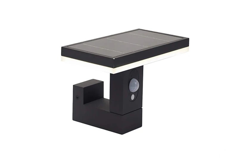 4lite Outdoor LED Rectangular Solar Wall Light with PIR Sensor IP54 230lm Die-Cast Aluminium Graphite - Cool White