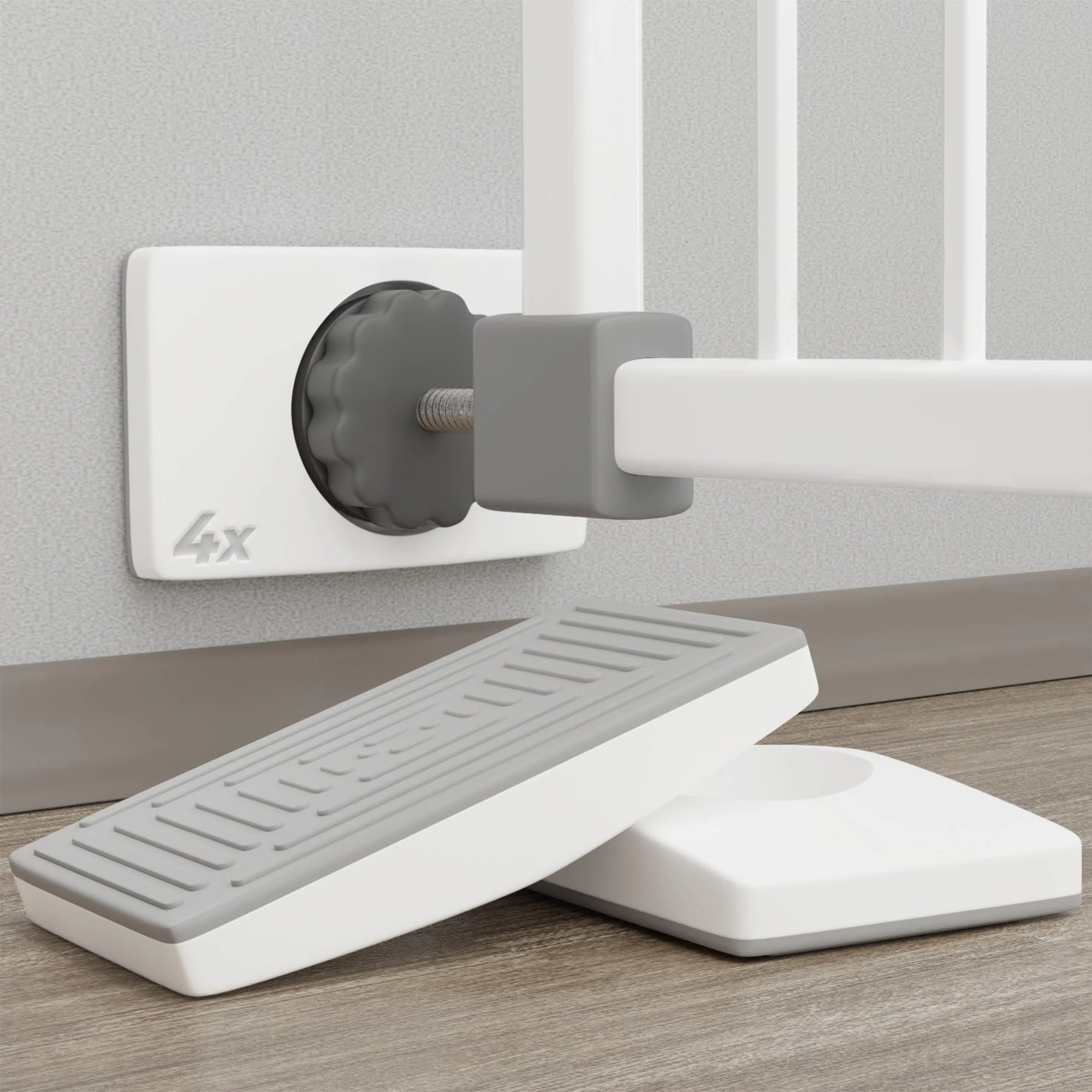 Hoffenbach Germany Wall Protection Pads, White Rubber, 4 Pieces Square, Universal for Baby, Child and Dog Gates, No Drilling Required, No Scratches or Streaks