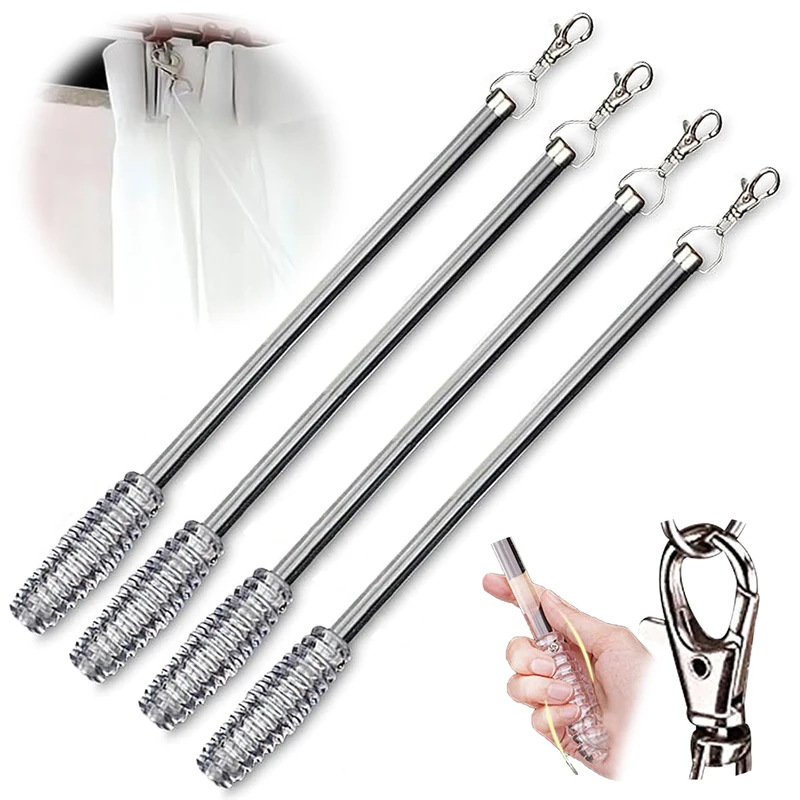 Jos & Haz Drapery Pull Rod 36(4 Pack)- Acrylic Curtain Pull Rod Wand for Opening and Closing Curtains, Versatile Drapery Wand Invisible, Curtain Wands for Grommet Drapes