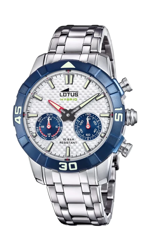 LOTUS Watch Model 18810 from The Connected Collection, 45 mm case with Steel Strap for Men, Metallic Silver, Bracelet