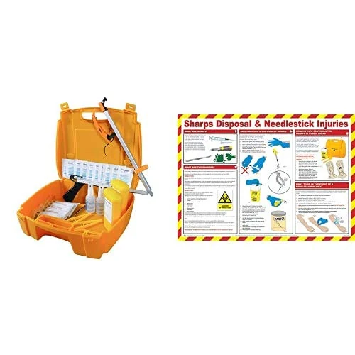 Safety First Aid Group Evolution Sharps Disposal Kit with Sharps Disposal Poster, Laminated (59 x 42 cm)