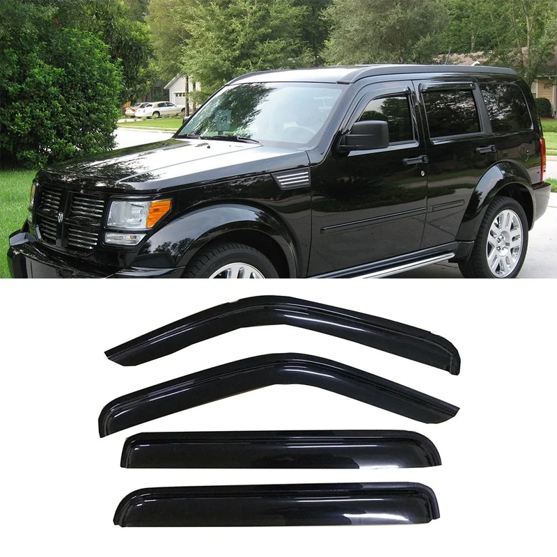 Puermto Original Side Window Wind Deflector, 4pcs Out-Channel Tape-On Nice Rain Guards Set, Vent Visor fit for 2007-2012 Dodge Nitro 94307 xp