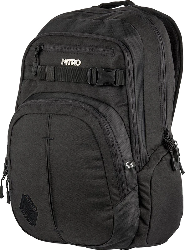 Nitro Chase Backpack School Backpack with Organiser School Bag Daypack with 17 Inch Laptop Compartment, true black, TRUE BLACK, Modern