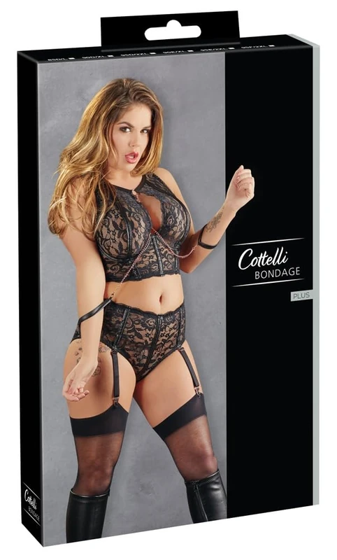 Cottelli Bondage Bondage Bra Set Black 2XL - Image 1