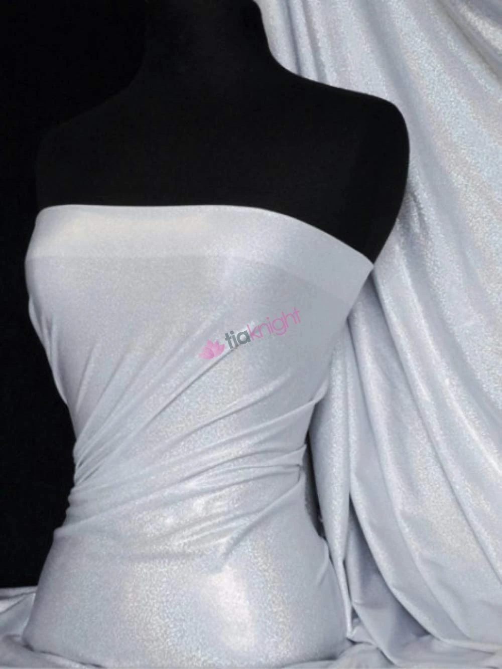 Mystique Hologram Foil Nylon Lycra 4 Way Stretch Fabric | Dancewear & Dressmaking Material | Same Day Dispatch | Sold by The Metre | by Tia Knight (White)
