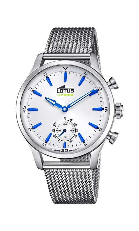 Lotus Watch Model 18803 from The Connected Collection, 43 mm case with Steel Strap for Men, Metallic Silver, Bracelet