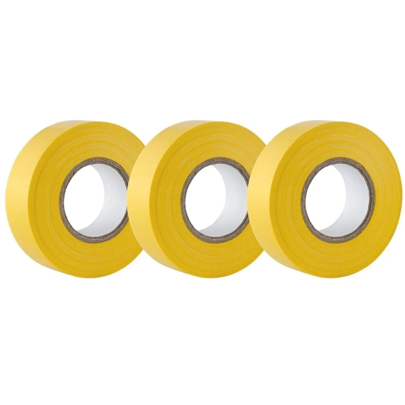 GTSE Yellow Electrical Tape, 19mm x 20m, Strong Self-Adhesive PVC Insulation Tape for Insulating, Repairing and Protecting Electrical Wires, 3 Rolls