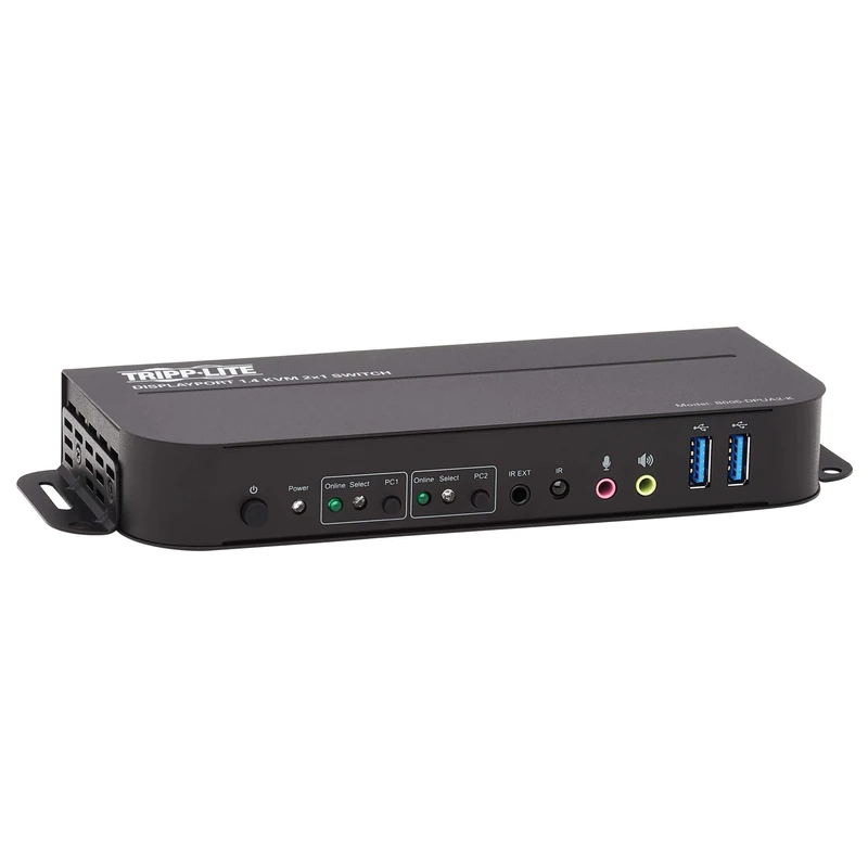 Eaton Tripp Lite 2-Port DisplayPort/USB KVM Switch - 4K 60 Hz, HDR, HDCP 2.2, IR, DP 1.4, USB Sharing, USB 3.0 Cables (B005-DPUA2-K)