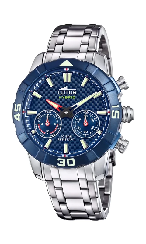 LOTUS Watch Model 18810 from The Connected Collection, 45 mm case with Steel Strap for Men, Blue, Bracelet