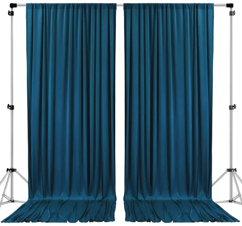 AK TRADING CO. 10 feet x 10 feet Dark Teal Polyester Backdrop Drapes Curtains Panels with Rod Pockets - Wedding Ceremony Party Home Window Decorations