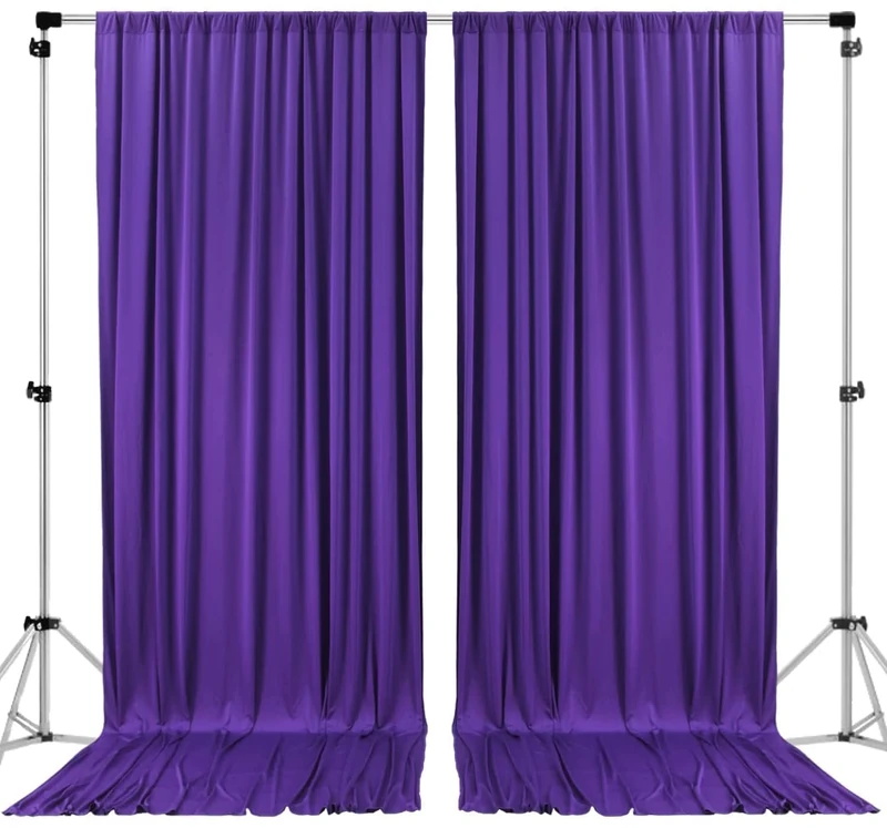AK TRADING CO. 10 feet x 10 feet Purple IFR Polyester Backdrop Drapes Curtains Panels with Rod Pockets - Wedding Ceremony Party Home Window Decorations
