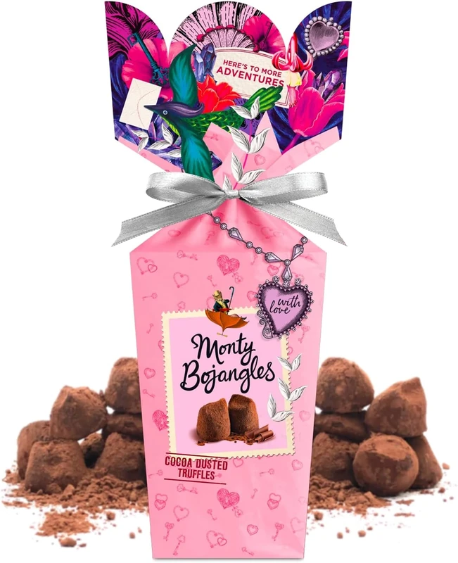 Monty Bojangles ‘With Love’ Cocoa Dusted Chocolatey Truffles Gift Box (110g), Chocolate Flavoured Truffles, Award-Winning Luxury Chocolatey Truffles, Gift Set With Ribbon & Personalised Message Card