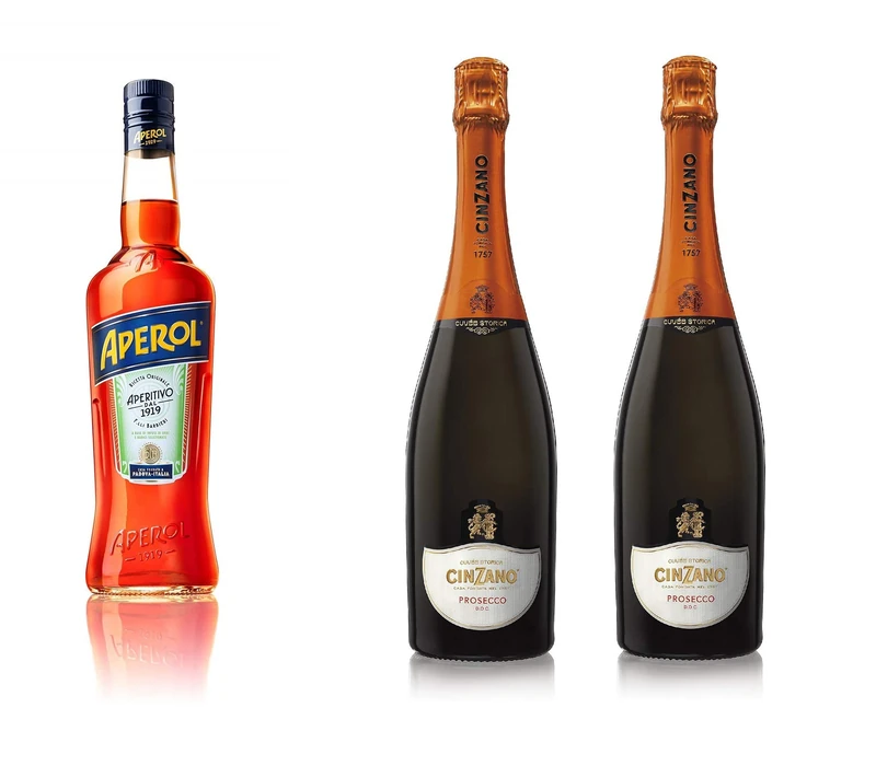 Aperol Spritz: Aperol Aperitivo 100cl with 2 x Cinzano Prosecco DOC Non Vintage, 75 cl