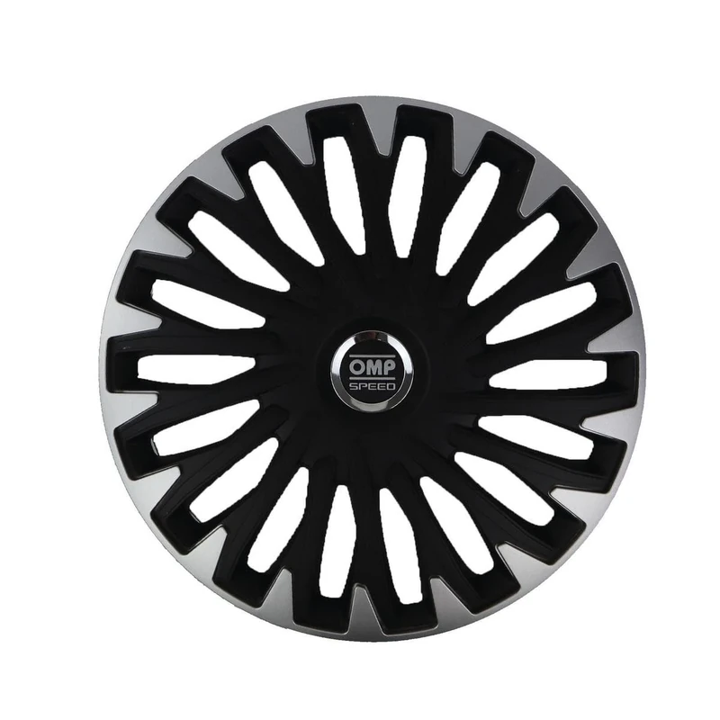 OMP SPEED SET 4 HUBCAPS STINGER BLACK/SILVER 13 INCHES
