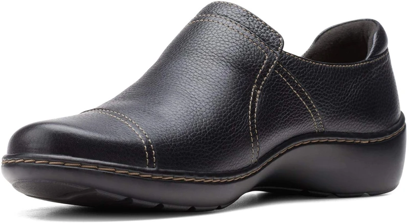 Clarks Women's Cora Poppy Loafer, Black Tumbled, 7.5 UK