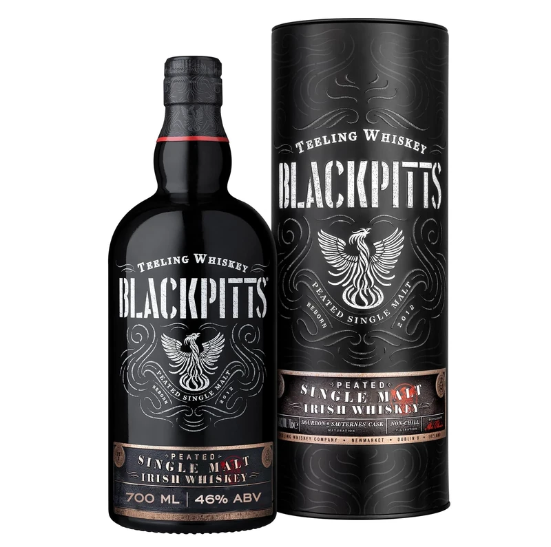 Teeling Blackpitts Peated Single Malt Irish Whiskey with Gift Box, 46% ABV, 70cl, Matured in Ex-Bourbon Casks and Ex-Sauternes White Wine Casks, 700ml