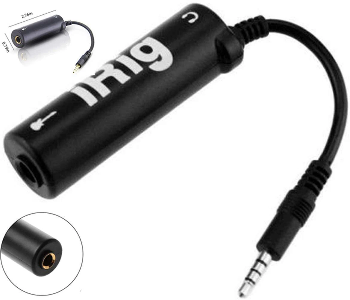 KJLM Guitar Adapter Interface Converter for iPhone/iPad/iPod Touch - Minimalist Style, 3.5mm Plug, 2-Channel, 48kHz, iOS Compatible, AmpliTude Software