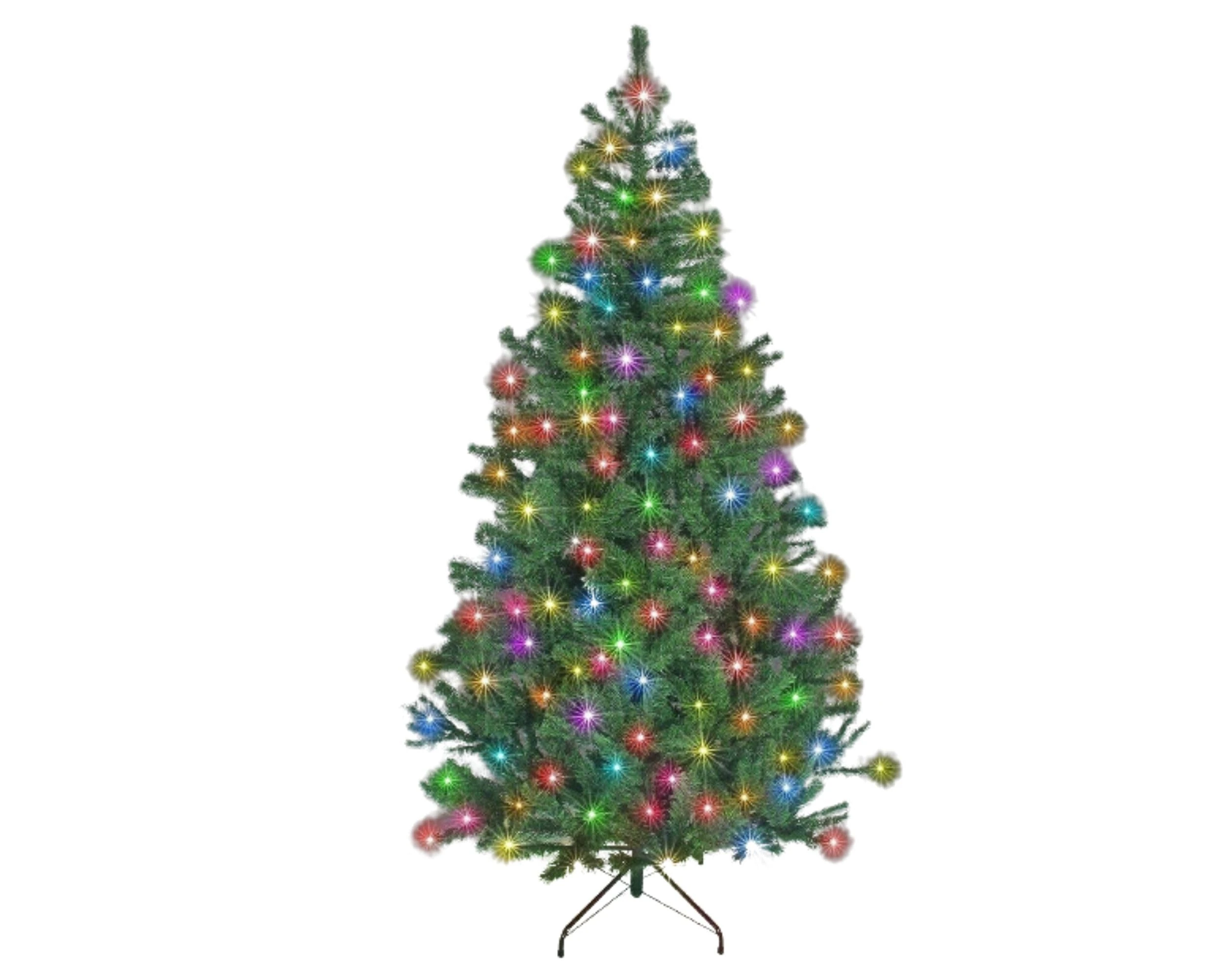 6ft/1.8m Pre-Lit Artificial Christmas Tree Alaskan Pine Green 550 Tips - 160 Multicolour LEDs Metal Stand Xmas Home Decorations