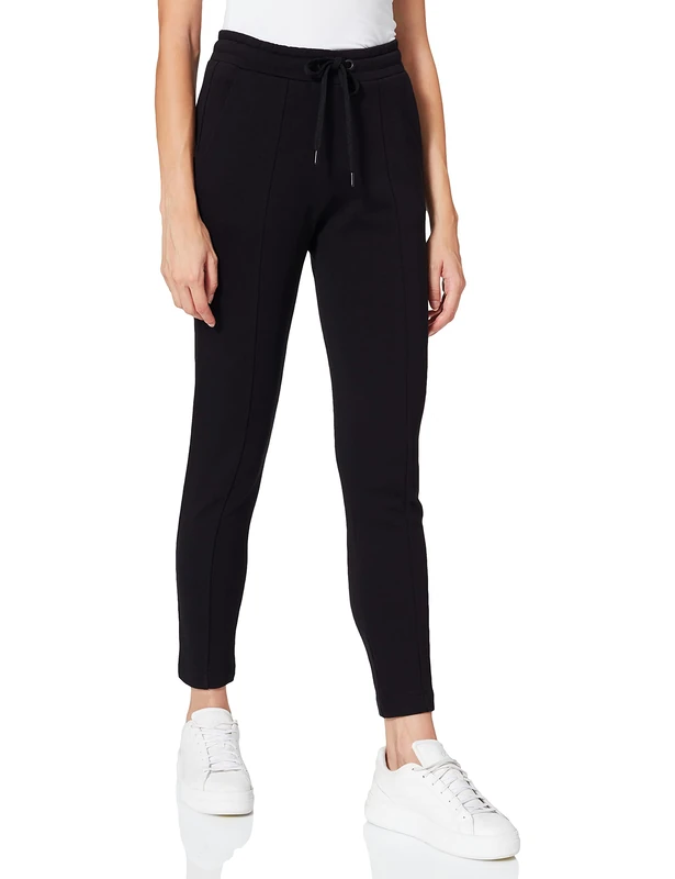 Love Moschino Women's Slim fit Joggers in 100% Cotton Fleece with Adjustable Drawstring Waist and Tapered Zipper Cuffs Casual Trousers, Black, 20