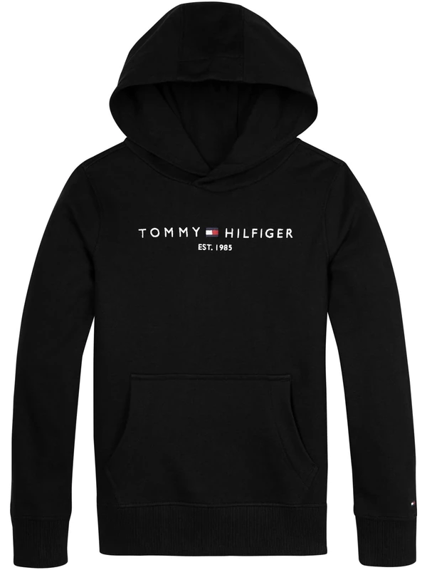 Tommy Hilfiger Kids Unisex Essential Hoodie, Black (Black), 18 Months