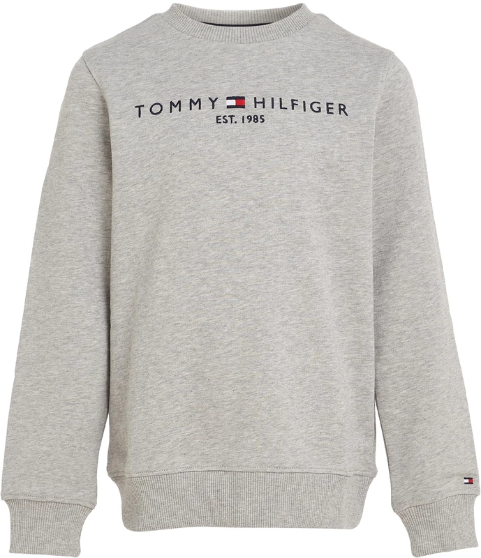 Tommy Hilfiger Kids Unisex Essential Sweatshirt without Hood, Grey (Light Grey Heather), 14 Years