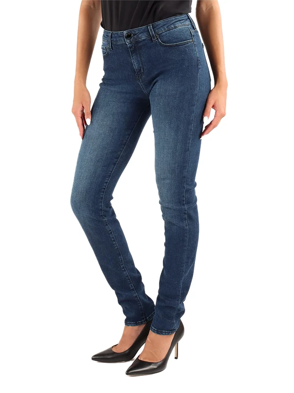 Love Moschino Women's Skinny 5-Pocket Stretch Denim,with Subtle Sand and Rinse wash, Black Varnished Metal Accents Casual Pants, 33