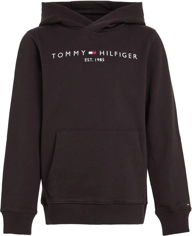 Tommy Hilfiger Kids’ Unisex Essential Hoodie, Black (Black), 10 Years