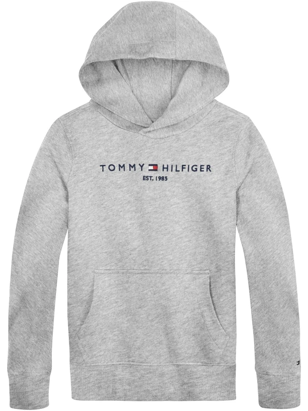 Tommy Hilfiger Unisex Kids Hooded Sweatshirt, Hoodies, Light Grey Heather, 18 Months