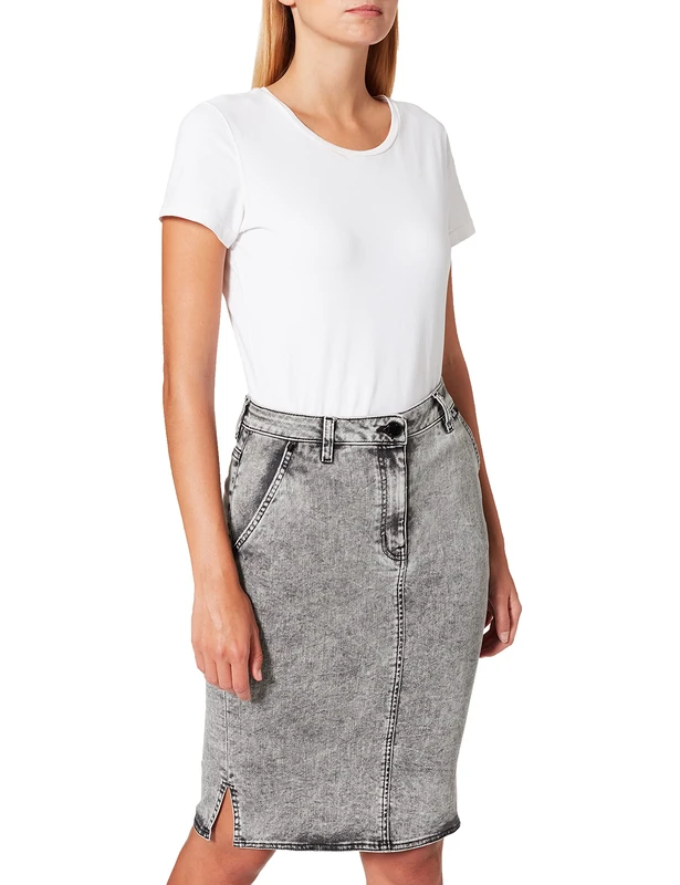 Love Moschino Women's Pencil Skirt with 5-Pocket Construction and Bleach wash. with Side Slits on The Hem, Zztrv047, 18