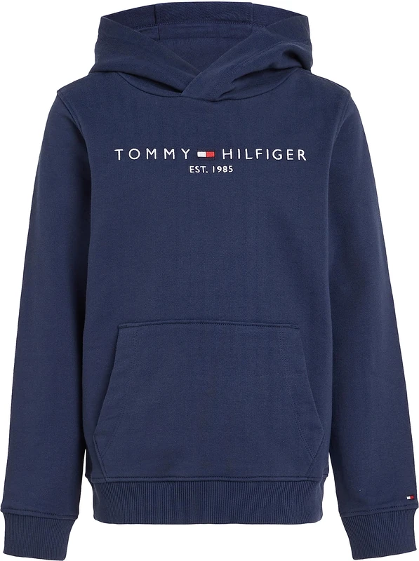 Tommy Hilfiger Kids’ Unisex Essential Hoodie, Blue (Twilight Navy), 12 Years