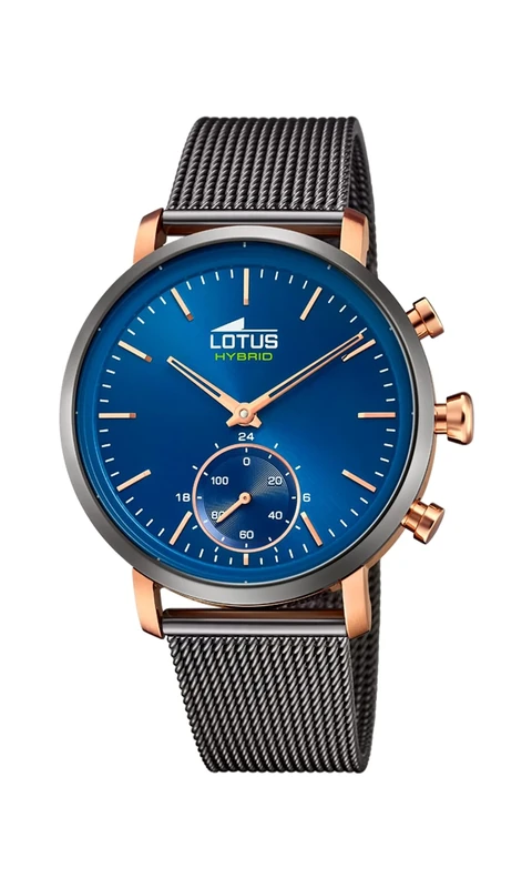 LOTUS Watch Model 18805/2 from The Connected Collection, 42 mm Blue case with Dark Grey Steel Strap for Men, one Size, Bracelet