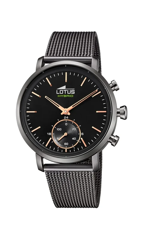 Lotus Connected Collection Model 18806/1 42mm Black Case with Dark Grey Steel Strap for Men