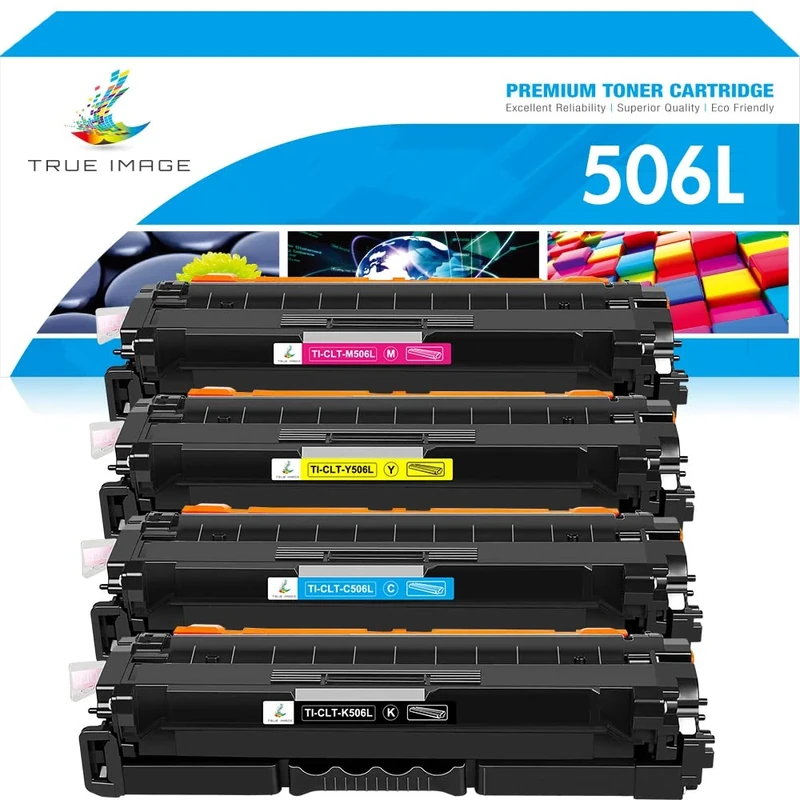 TRUE IMAGE CLT-506L Compatible Toner Cartridge Replacement for Samsung CLT-K506L CLT-Y506L CLT-M506L CLT-C506L CLX-6260FW CLX-6260ND CLX-6260FR CLP 680 680DW 680ND (Black,Cyan,Yellow,Magenta, 4-Pack)