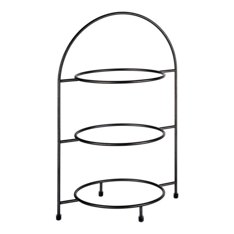 APS Industrial Serving Rack Metal Frame for 3 Plates Max. Diameter 27 cm, Inner Ring Diameter 18 cm, Size 19.5 x 29 cm, Height 43 cm, Non-Slip Feet (Plates Not Included)