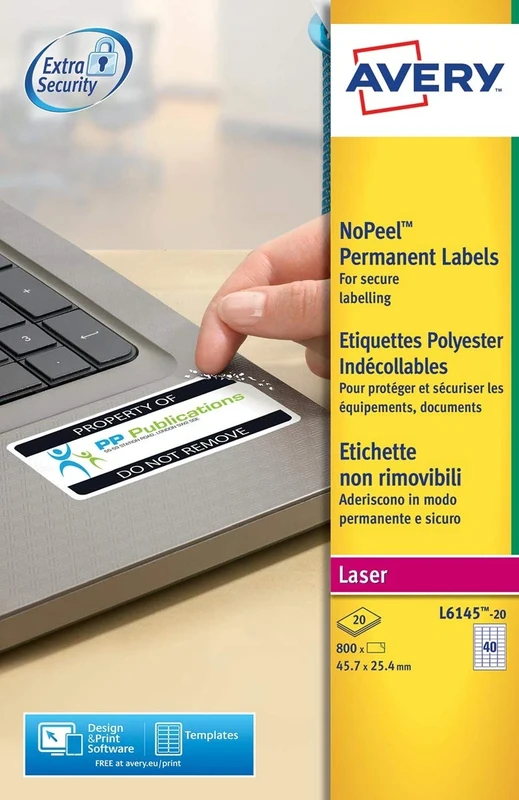 avery Adhesive Label Size 45.7 x 25.4 mm Permanent White Laser Box of 800 Units
