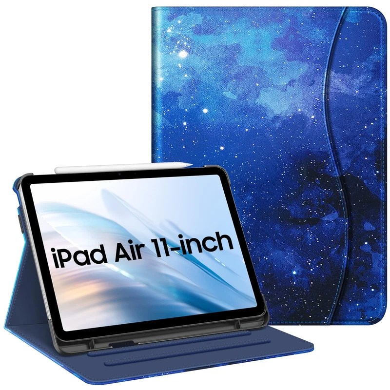 FINTIE Case for iPad Air 11 Inch (2025/2024), iPad Air 5th (2022) / 4th Generation (2020) 10.9 Inch - [Multi-Angle Viewing] Folio Stand Protective Cover with Pencil Holder & Pocket, Starry Sky