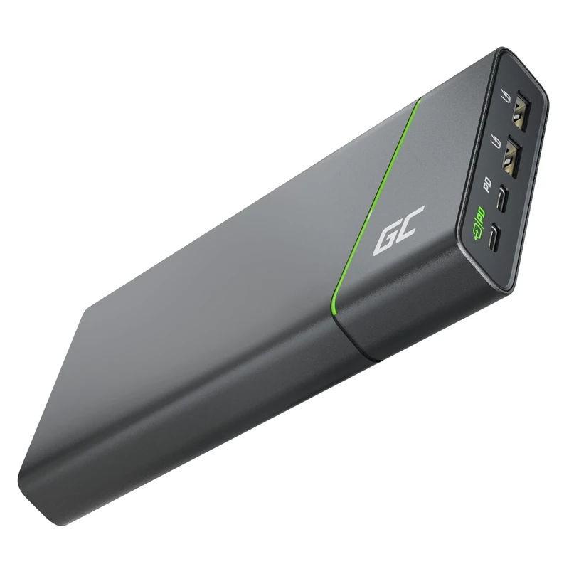 Green Cell Powerbank GC PowerPlay Ultra 26800mAh 128W | 4 Port External Battery with Fast Charge QC USB, Power Delivery USB-C 65W | Compatible with Laptop, MacBook, iPad, iPhone, Galaxy, Switch