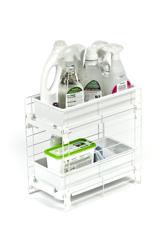 Iris Ohyama, Modular shelf, under sink, 2 sliding and removable drawers, non-slip feet, 22.5 x 39.5 x 39.5 cm, kitchen - Slide Tray Rack Slide Tray Rack UST-2V - White