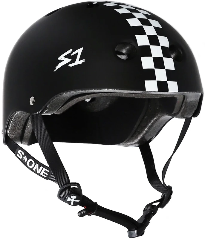 S1 Lifer Helmet for Skateboarding, BMX, and Roller Skating - EPS Fusion Foam, CPSC & ASTM Certified - Black Matte w/Checkers XXX-Large (59.4 cm)