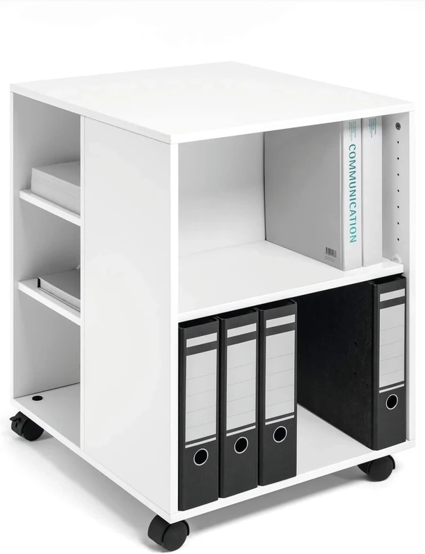 Multi-Functional Trolley, Made of Strong Melamine, White Colour, Ideal for Storing Documents, Folders, Etc. In an Office Environment