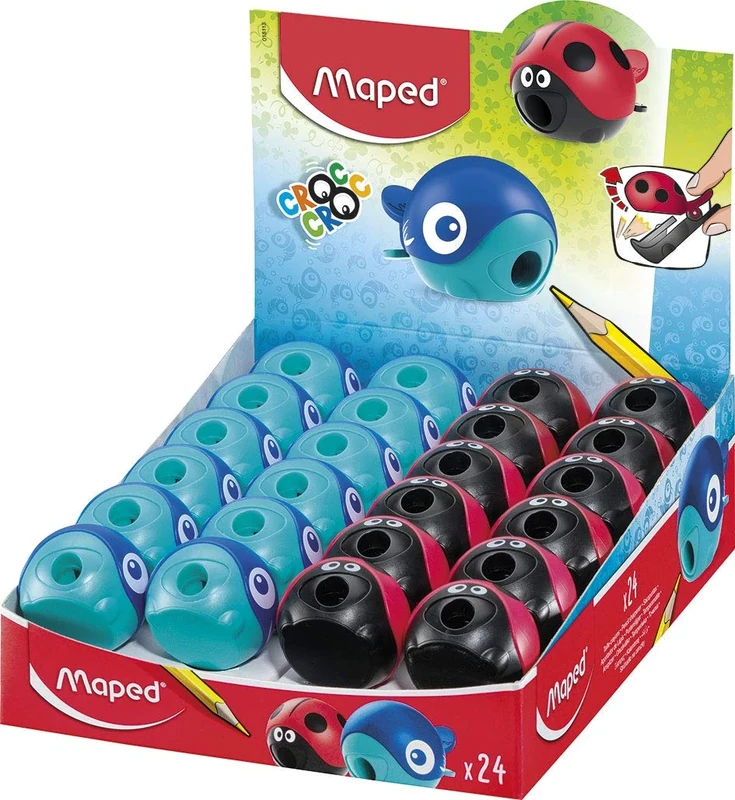 Maped Easy Pencil Sharpener - Ladybirds and Whales (Box of 24 Mixed), 18113