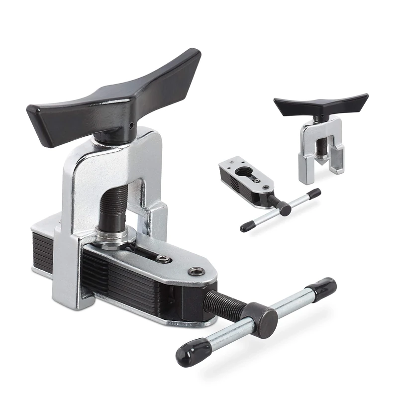 Relaydays Universal Flaring Tool, 4.7-16 mm, Brake Tube Kit 3/16"-5/8", for Copper & Aluminium Pipes, Silver/Black