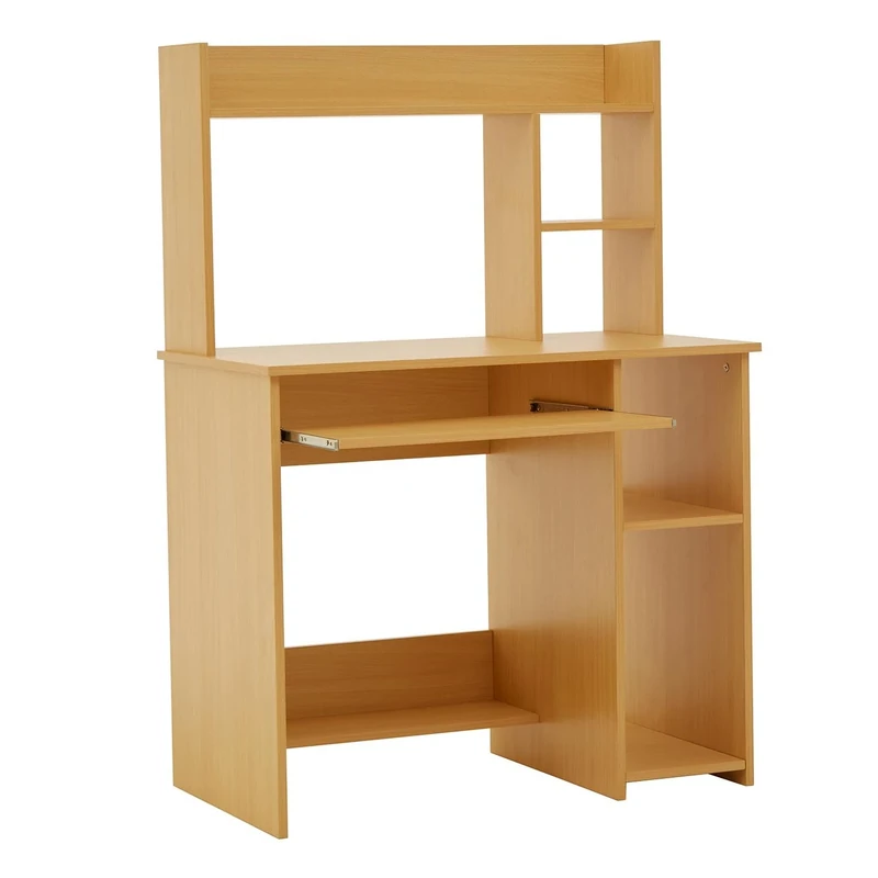 Premier Housewares Home Office Computer Desk, Workstation, Wooden, w90 x d50 x h128cm - Natural